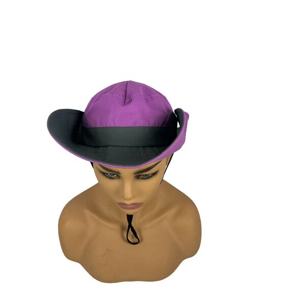 Sun Shade Purple & Gray Wide Brim Hat With Chin Strap & Mesh Panels - Picture 6 of 7